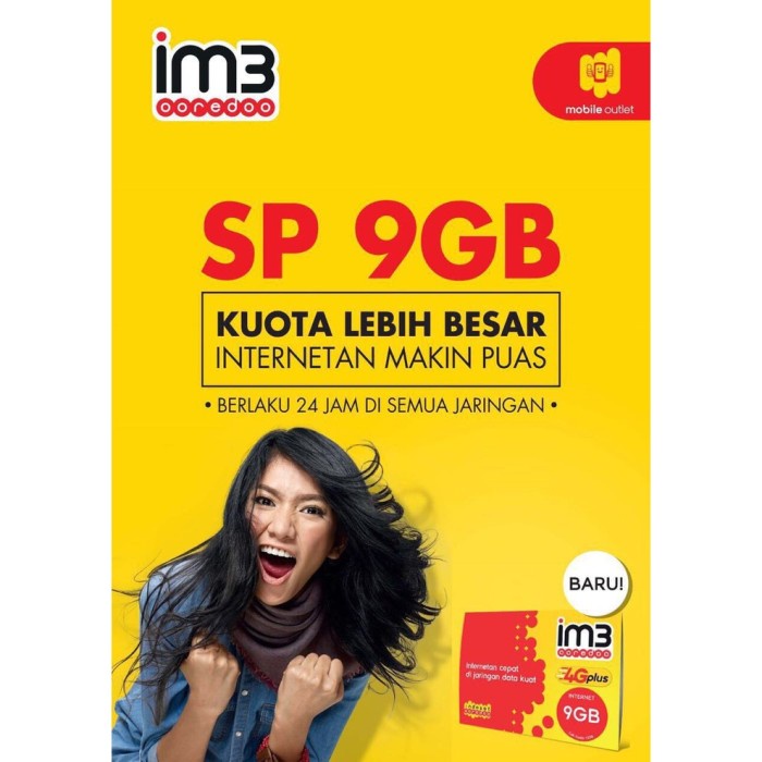 Termurah Kartu Perdana Internet kuota Indosat 9gb 4g 1 Bula
