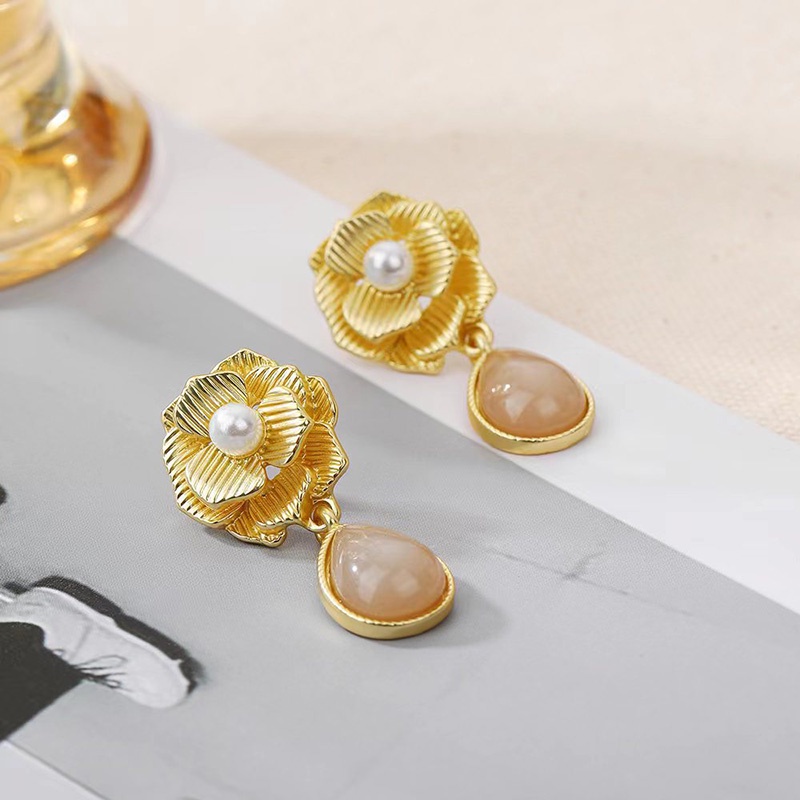 Anting Matte Sederhana Gaya Hong Kong Retro Baru Anting Bunga Peri Korea Berkelas All-Match Anting Anting827