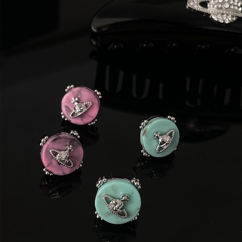 Anting Bulat Tinta Saturnus Ratu Saturnus Perempuan Gaya Manis Keren Klasik Retro Mini Niche Earrings Earrings