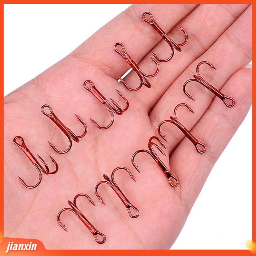 (In Stock) 50Pcs Portabel Tajam Anti-Korosi Barb Treble Hook Ikan Memancing Aksesori