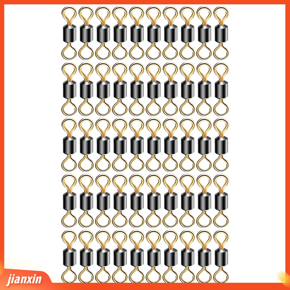 (In Stock) 50Pcs Stainless Steel 8bentuk Barel Ikan Bearing Rolling Swivel Ring Konektor