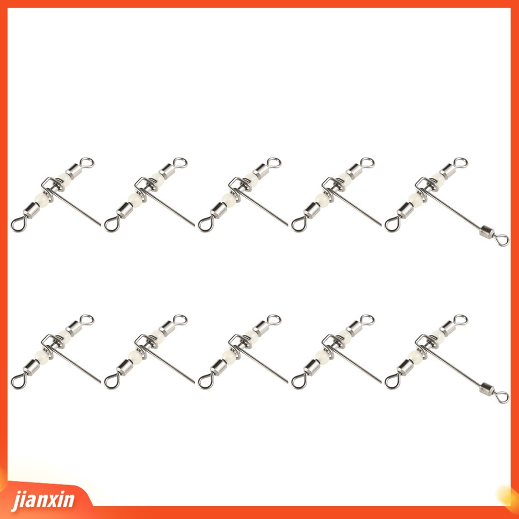 (In Stock) 10Pcs Konektor Rolling Swivel Ikan Gurame Bentuk T 3arah Dengan Manik-Manik Bercahaya