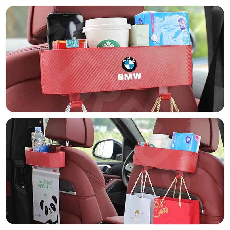 BMW Car Back Seat Organizer Kursi Belakang Mobil Hook Kotak Penyimpanan Cup Holder Tekstur Serat Karbon Untuk BMW E36 E46 E30 E90 F10 F30 E39 E60 X1 E84 F48 F25 X3 E83 X5 F15