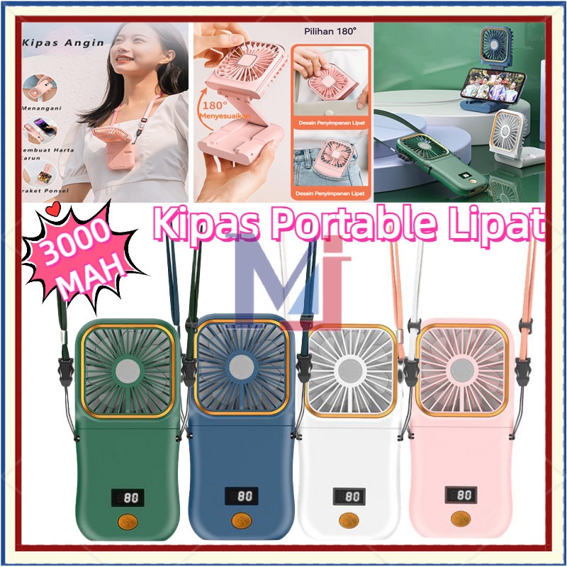 【COD】Kipas Angin Mini Portable Powerbank/Kipas Angin 3000 MAH/Kipas Portable Lipat Mini/Kipas Portable Leher Gantung/Kipas Powerbank 3 IN 1