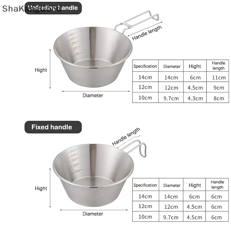Skid Outdoor Camping Syrah Bowl 304mangkok Lipat Stainless Steel Peralatan Makan Camping Peralatan Dapur Mangkuk Gagang Lipat Nyaman SKK
