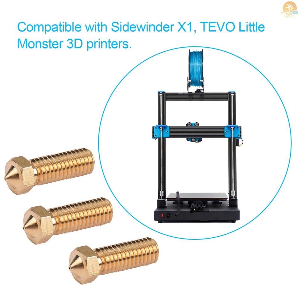 In Stock 3pcs 3D Printer Extruder Kuningan Volcano Nozzle M6 Thread Kepala Printer 0.4mm Output Untuk Sidewinder X1 TEVO Little Monster 1.75mm Filamen