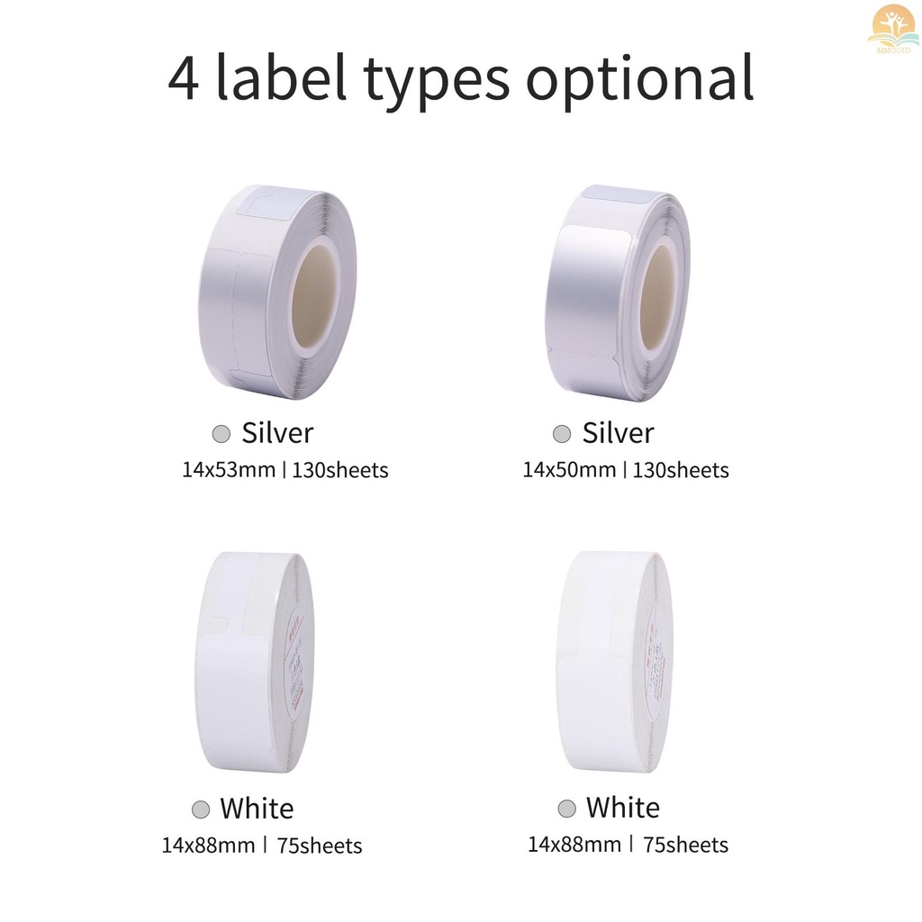 In Stock Niimbot Thermal Transfer Label Skicker Kertas PET Untuk B18 Label Printer Barcode Perhiasan Harga Size Nama Label Kosong Tahan Air Sobek 14x53mm 130sheets /roll Untuk Pr