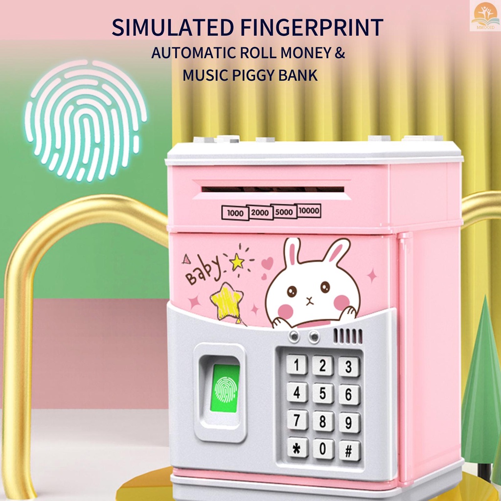 In Stock Celengan Elektronik Kotak Tabungan ATM MINI Dengan Simulasi Password Fingerprint Money Bank Untuk Koin Tunai Kertas Gulung Otomatis Untuk Anak Laki-Laki Perempuan Anak Brankas Kotak Sempurna Birthda