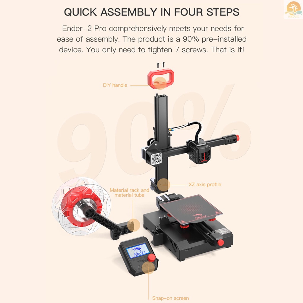 In Stock Creality Ender-2 Pro 3D Printer Kit Semua Logam Desktop DIY 3D Printing 165*165*180mm/6.49*6.49*7inch Build Size Portable Dengan Handle Tool Box