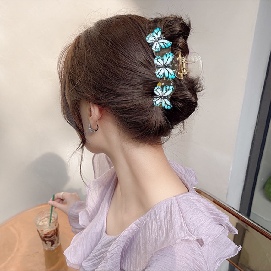 Korea Akrilik Transparan Kupu-Kupu Klip Rambut Ponytail Clip Woman Fashion Hairpin Aksesoris Rambut