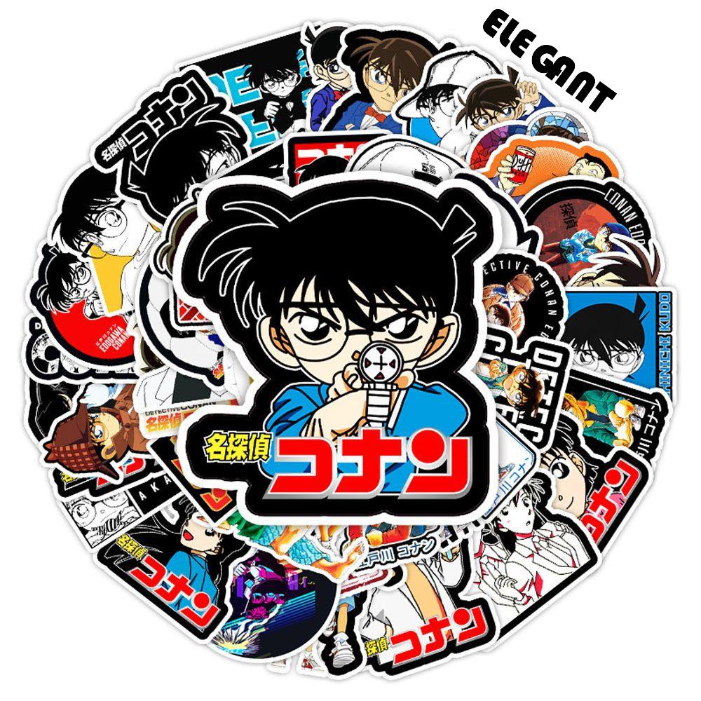 【 ELEGANT 】 Detektif Conan Stiker DIY Label Kartun Klasik Anime Motor Detektif Conan Perlengkapan Kantor Sekolah Koper Skateboard Animel Stiker