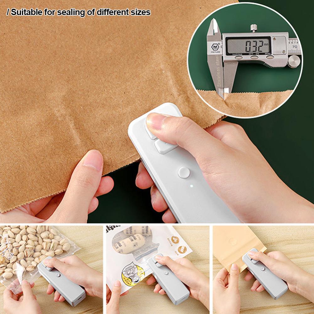 C5goon USB Charging 2in1 Mini Heat Sealer Portable Handheld Sealing Machine Makanan Snack Tas Penyimpanan Plastik Rechargeable Sealer E3F5