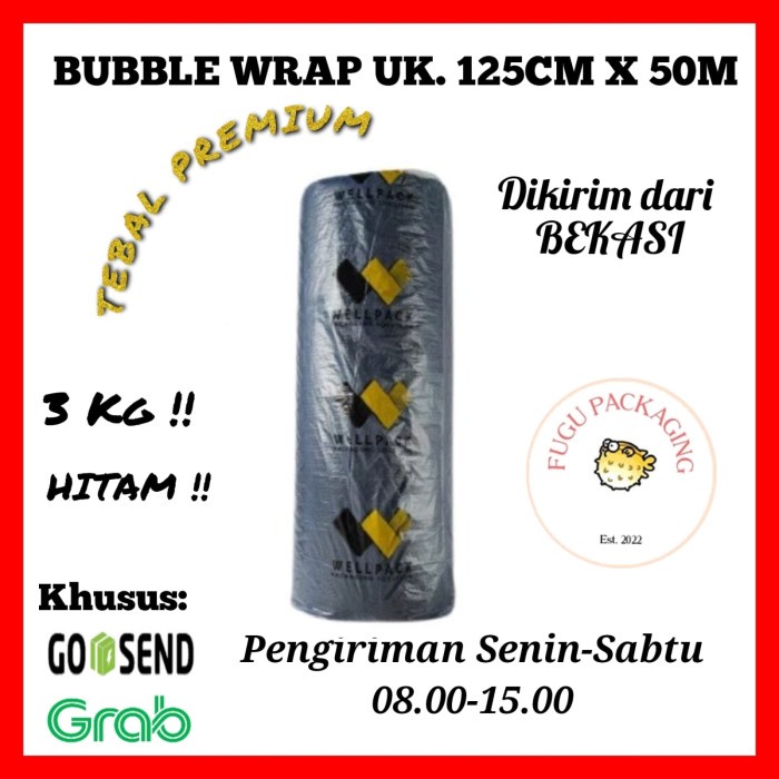 

Bubble Wrap Roll UKURAN 125CM X 50M - Hitam & Bening | WELLPACK - BENING, 2KG