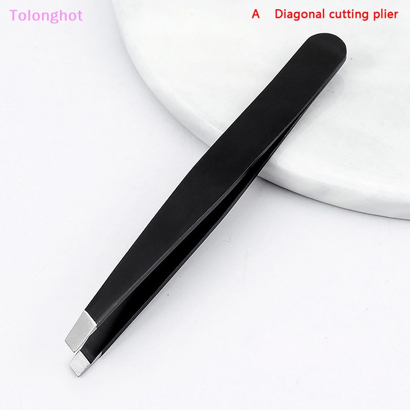 Tolonghot&gt; Penjepit Alis Stainless Steel Klip Alis Mata Miring Penghilang Bulu Alat Makeup Eyelashes Extension Aplikasi Kelopak Mata Ganda Sumur