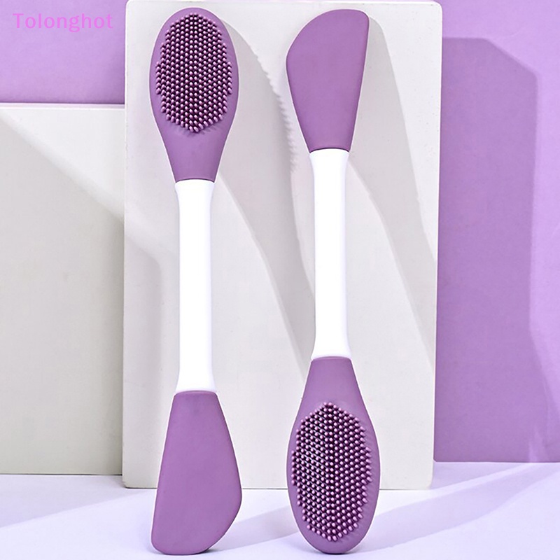 Tolonghot&gt; 1Pc Sikat Masker Wajah Silikon Kepala Ganda Pijat Wajah Sikat Pembersih DIY Mud Film Scraper Facial Brush Care Tool well