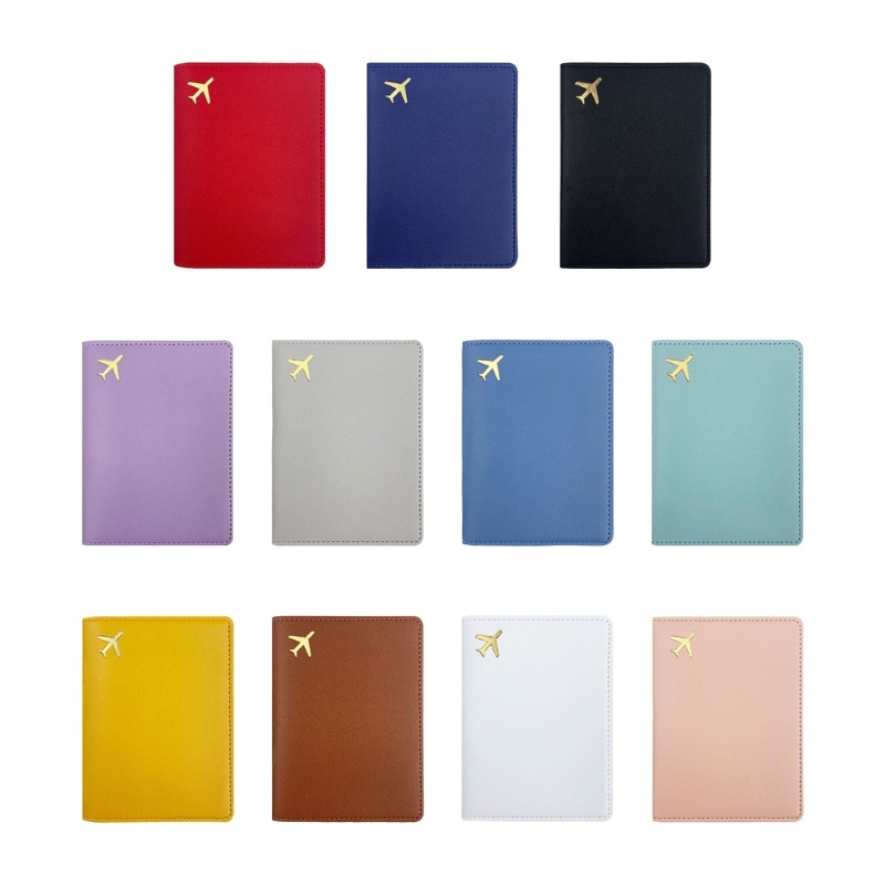 Kok PU Passport Holder Casing Kartu Kredit Desain Pesawat Simple Untuk Pernikahan Pria Dan Wanita