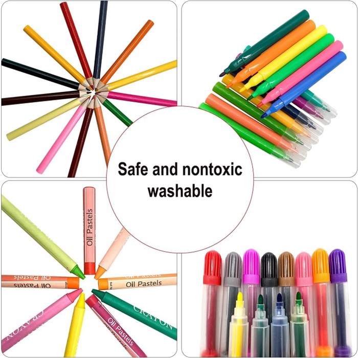 Crayon Pensil Warna Anak  Super Mega Art Set 208 Pcs untuk alat Menggambar dan Mewarnai