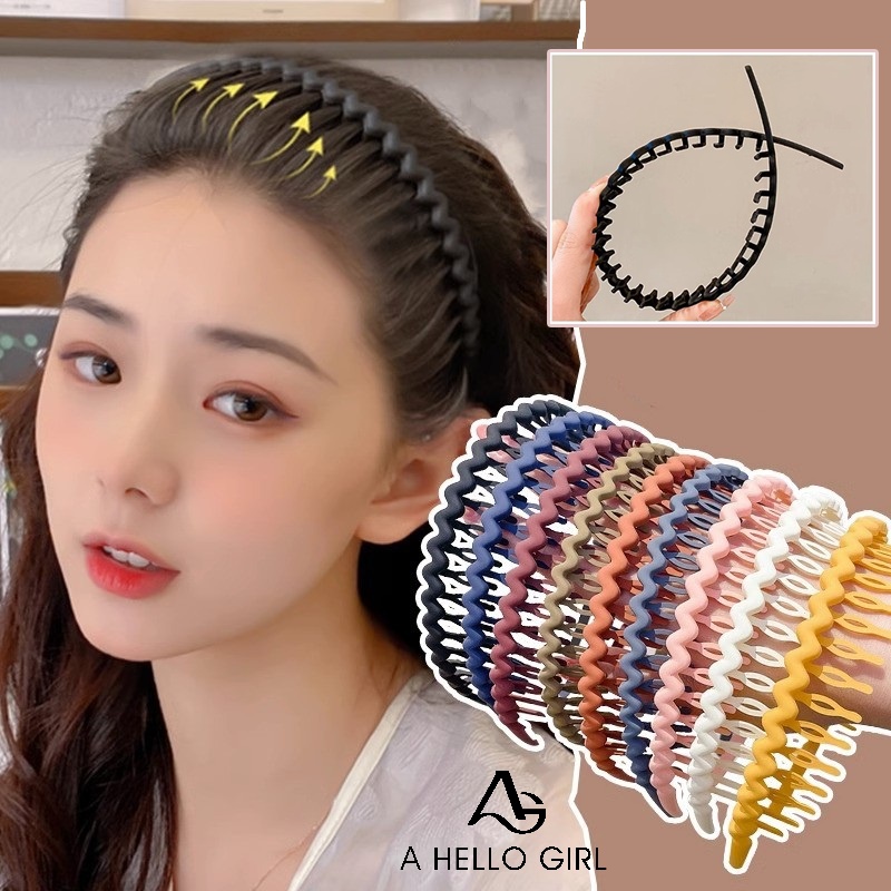 Ahellogirl 2023baru Cuci Muka Bando Wanita Non-slip Bergigi Rambut Rusak Poni Bando Bulang