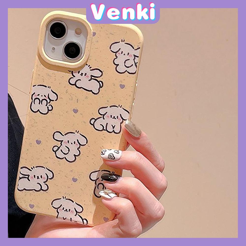 Venki - Untuk iPhone 11 Case Ramah Lingkungan Biodegradable Case Perlindungan Halus Yellow Wheat Case White Dog Kompatibel dengan iPhone 14 Pro max 13 Pro max 12 Pro Max 11 xr xs max 7 8