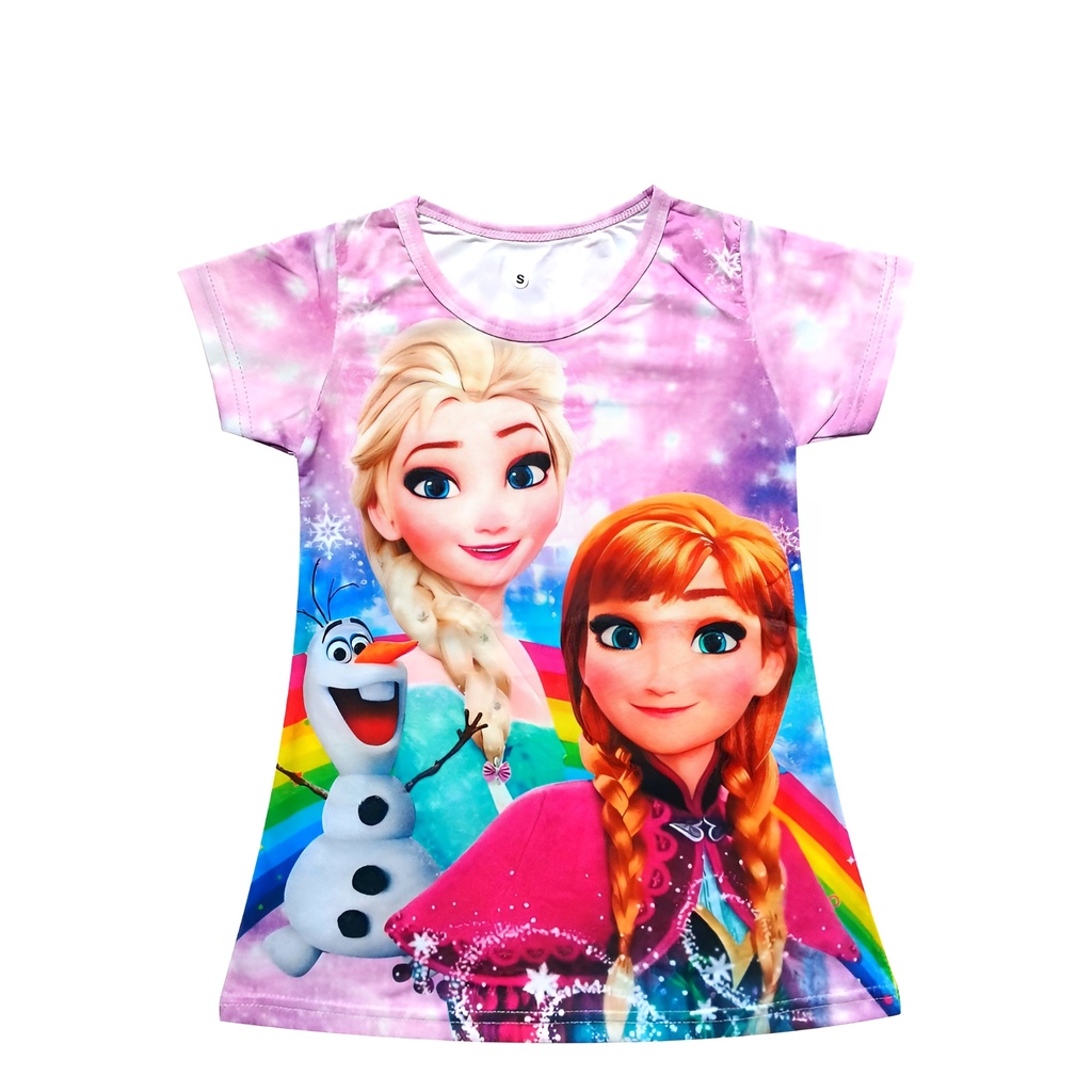 Dress Anak Perempuan Daster Anak Perempuan Printing Motif Frozen dress anak Perempuan baru viral