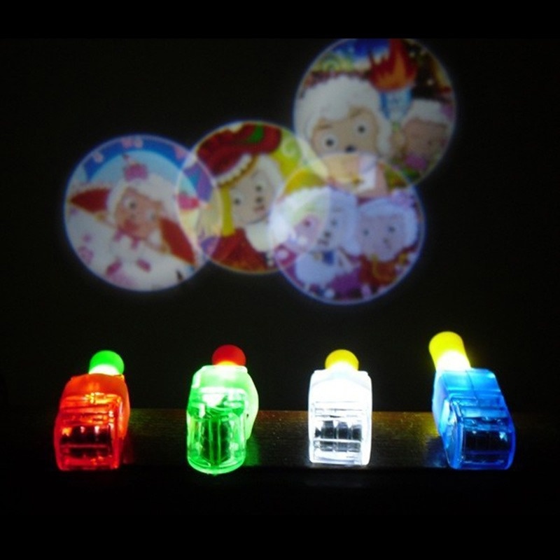 Senter jari Warna Warni Finger Flashlights LED 10pcs / Mainan Anak LED Kartun