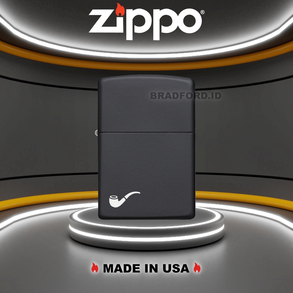 Korek Api Zippo Original Pipe Black Matte 218PL Made In USA