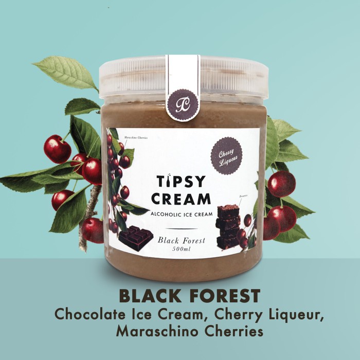 

✨Ready Stok✨ - Black Forest Alcoholic Ice Cream - Tipsy Cream Cherry Liqueur