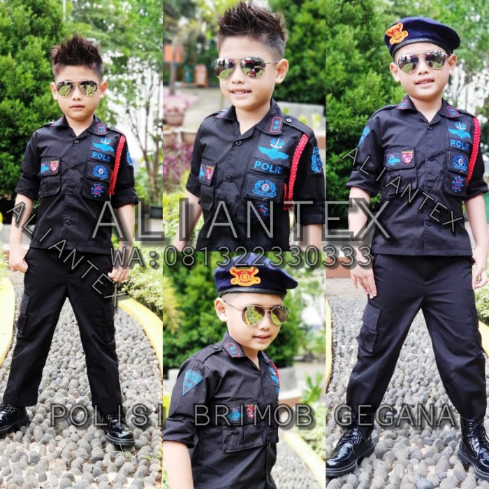 ✨NEW✨ -baju pdl brimob anak - 4-5 tahun, Hitam