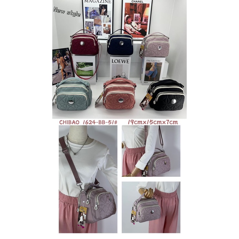 tas selempang  wanita chibao 1624-BB/chibao bordir baru import