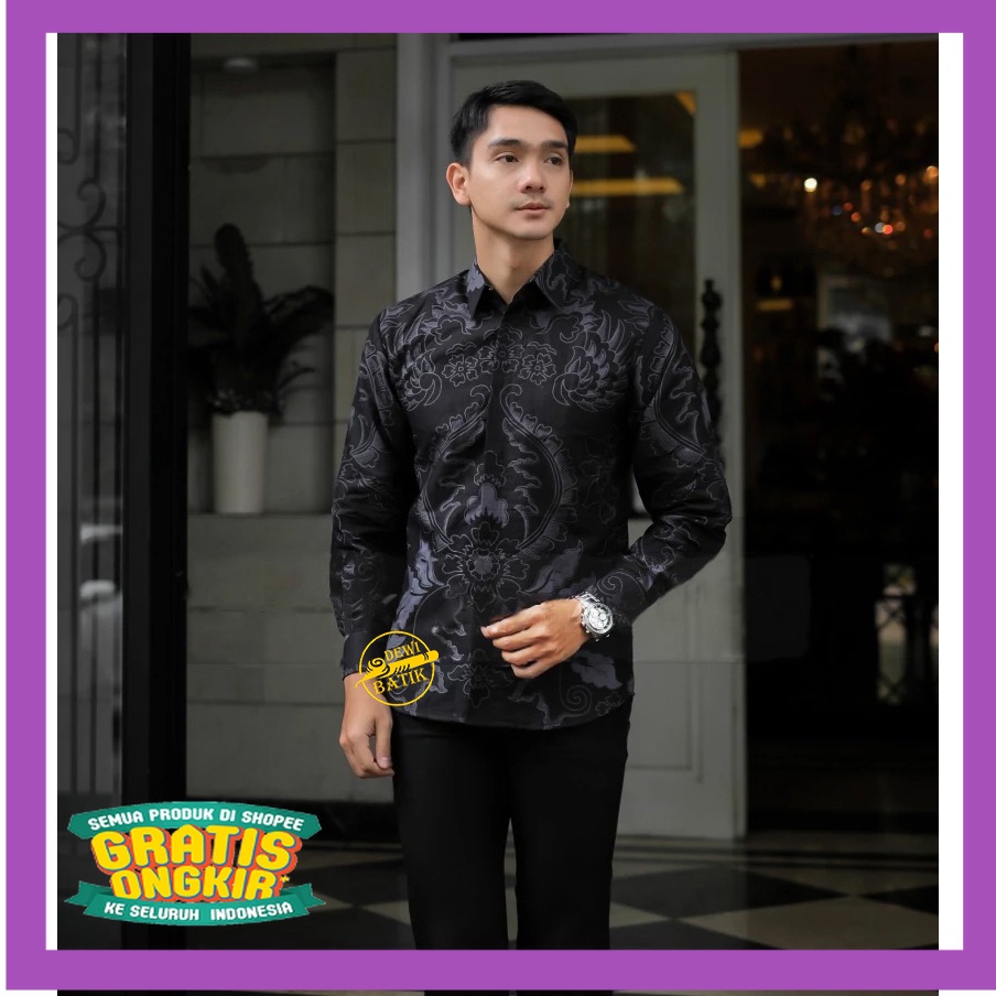 OUTFIT TRENDY KEREN MURAH TERLARIS /TERLARISSS!!! BAJU ATASAN KEMEJA BATIK PRIA SLIMFIT LENGAN PANJA