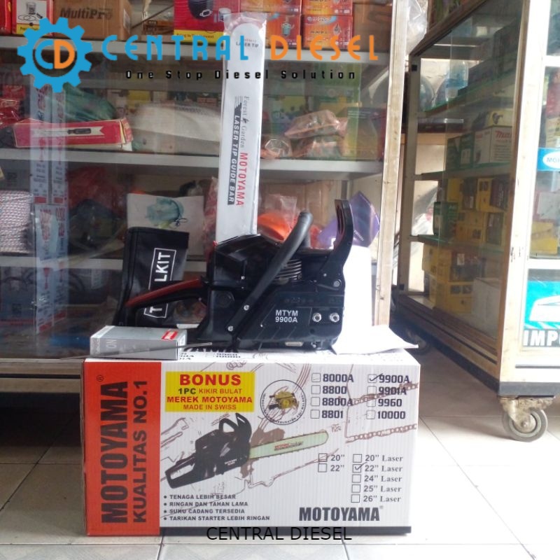 Gergaji kayu/ Chainsaw/ Sinso Motoyama 9900A 22 inch bar baja