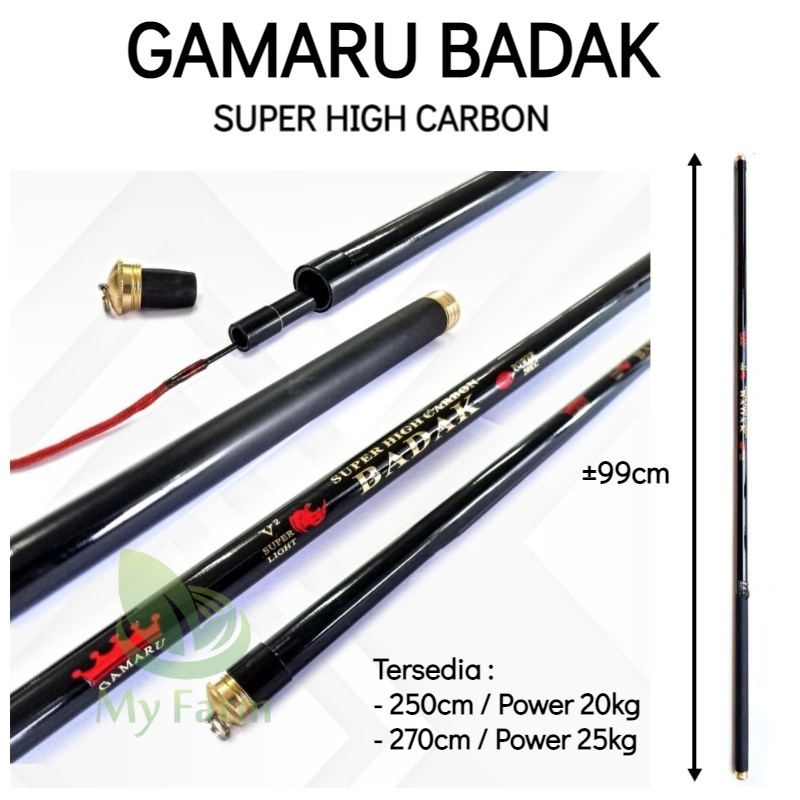 Joran Tegek Gamaru Badak V2 2503 Panjang 250cm Super High Carbon Power 20kg Action Hard Kaku Atau To