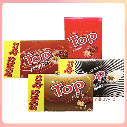 

DELFI TOP WAFER BOX ISI 24 x 9 GRAM COKLAT BLACK IN WHITE TRIPLE CHOCOLATE STRAWBERRY DUS CEMILAN ANAK ECERAN GROSIR MURAH MAKANAN RINGAN CHOCOLATE COKELAT