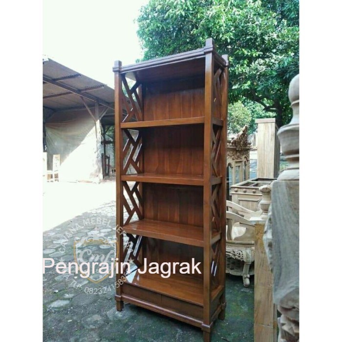 lemari rak buku kayu jati mebel ukir jepara Antikan Murah PJ54