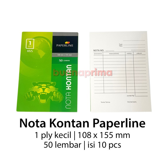 

Nota Kontan PPL 1 ply Kecil isi 10 Buku Bon Faktur Paperline Rangkap