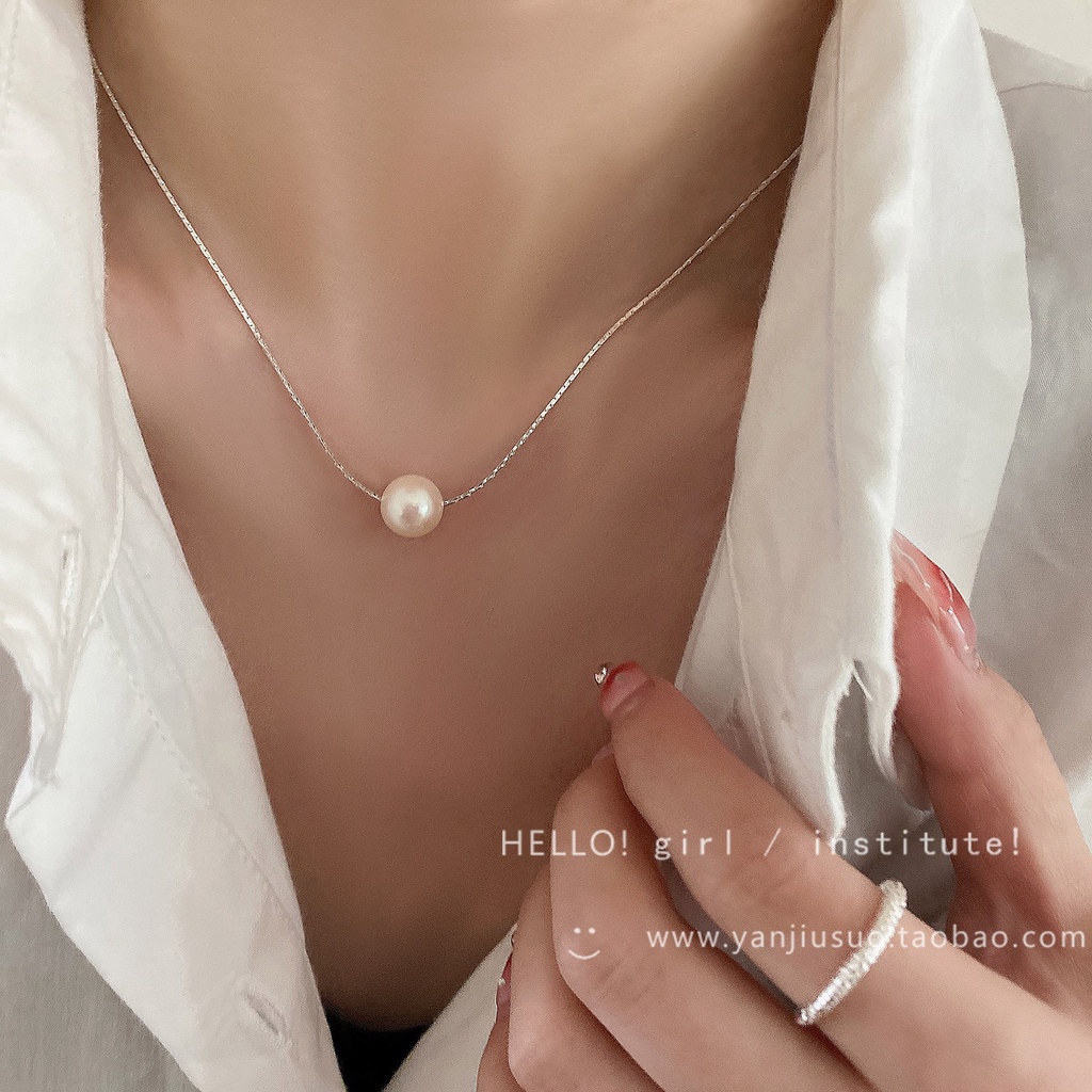 Kalung Mutiara Minimal New Feminin Leher Rantai Lock Bone Chain