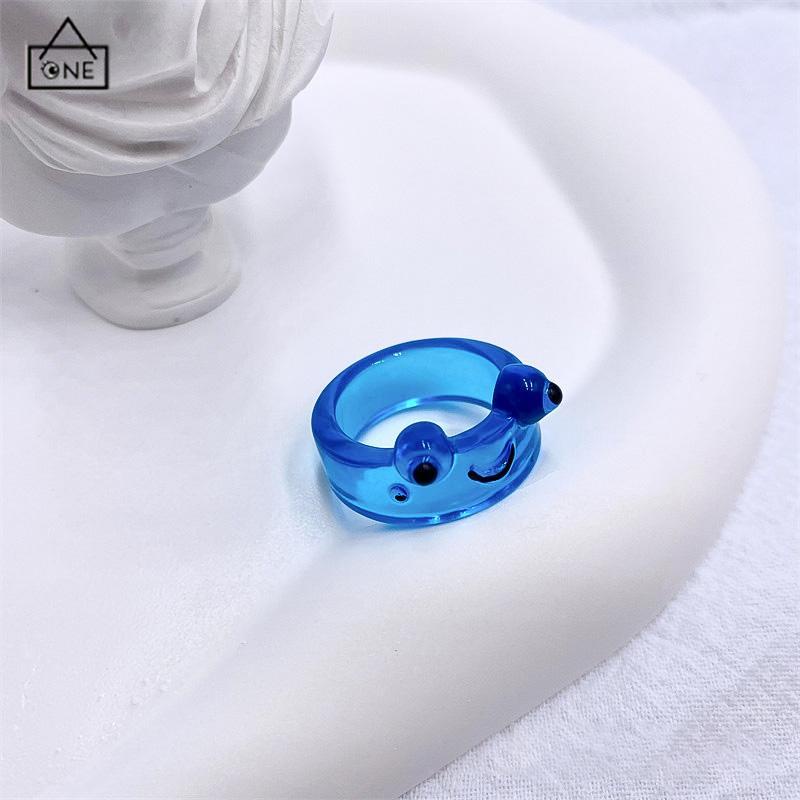 COD❤️Katak Resin Cincin Warna-warni Kepribadian Hewan Kartun Cincin Jari Lucu-A.one