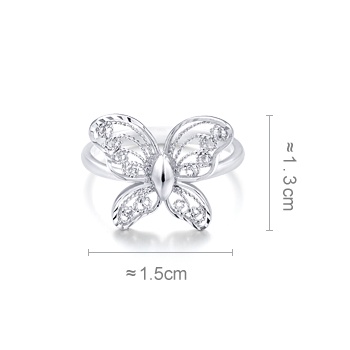 Goldkingdom Aksesoris Perhiasan Fashion Ready Stock Perak Berlapis Tembaga Putih Korea Fashion Cincin Renda Lace Seri Kupu-Kupu Pembukaan Kepribadian Cincin Wanita
