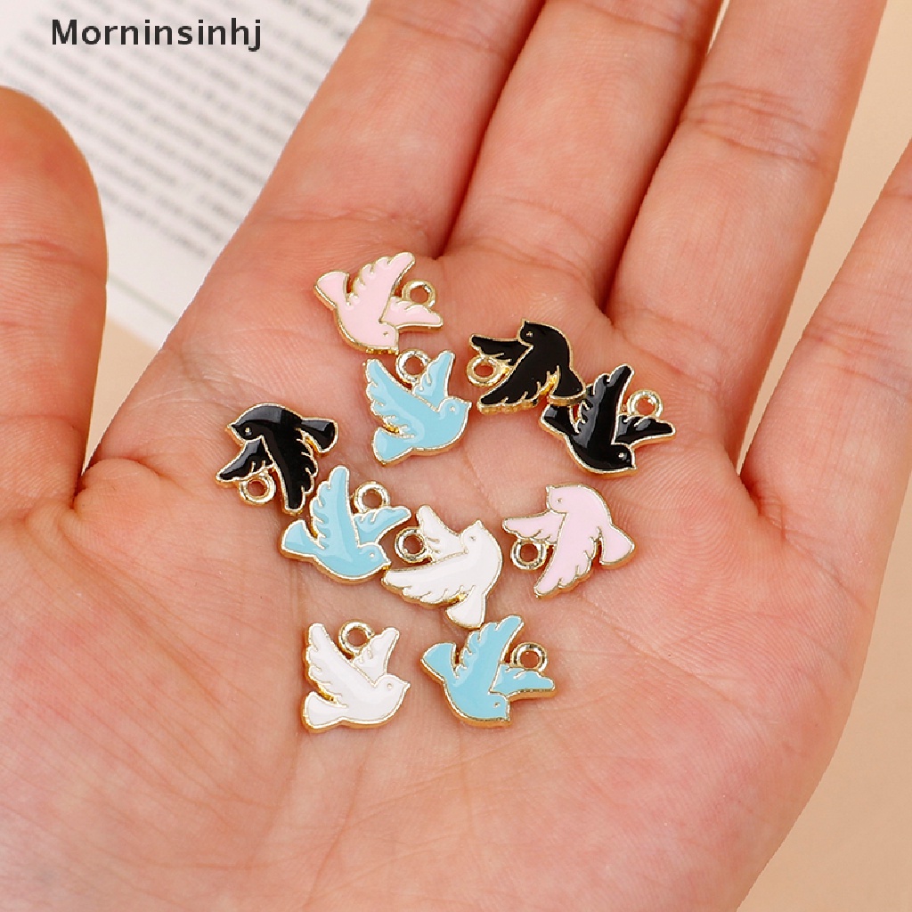 Mornin 10pcs 10*10mm Liontin Metal Peace Dove Untuk Membuat Perhiasan DIY Aksesoris id