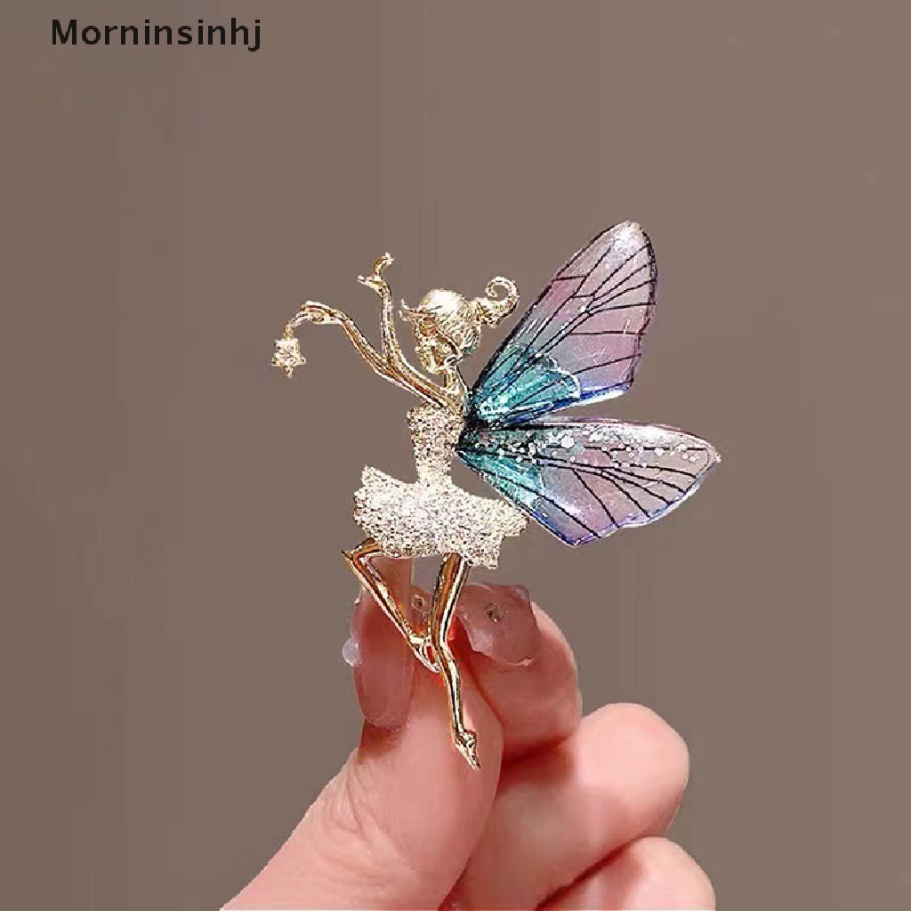 Mornin Fashion Alloy Malaikat Peri Hias Zirkon Bros Untuk Wanita Mantel Berlian Imitasi Payet Korsase Pin Perhiasan Hadiah id