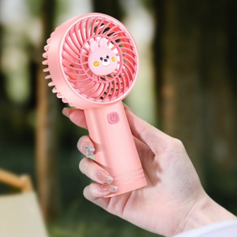 Mini USB Rechargable Portable Alat Listrik Kecil Standable Genggam Kartun Kipas Cocok Asrama Kantor Traveling Penggemar Kebisingan Rendah Musim Panas Angin Kencang Pendingin