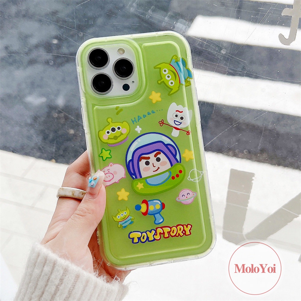 IPHONE Casing Ponsel Kompatibel Untuk Iphone11 13 12 14 Pro MAX XR 7Plus X XS MAX 6 7 8 6S Plus SE 2020 Cerita Mainan Kartun Lucu Buzz Lightyear Alien Airbag Shockproof Soft TPU Cover