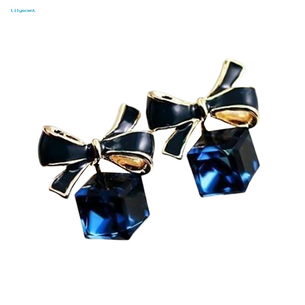 Lilyscent 1pasang Anting Hadiah Untuk Pesta Bisnis Ikatan Simpul Cube Ear Stud Square