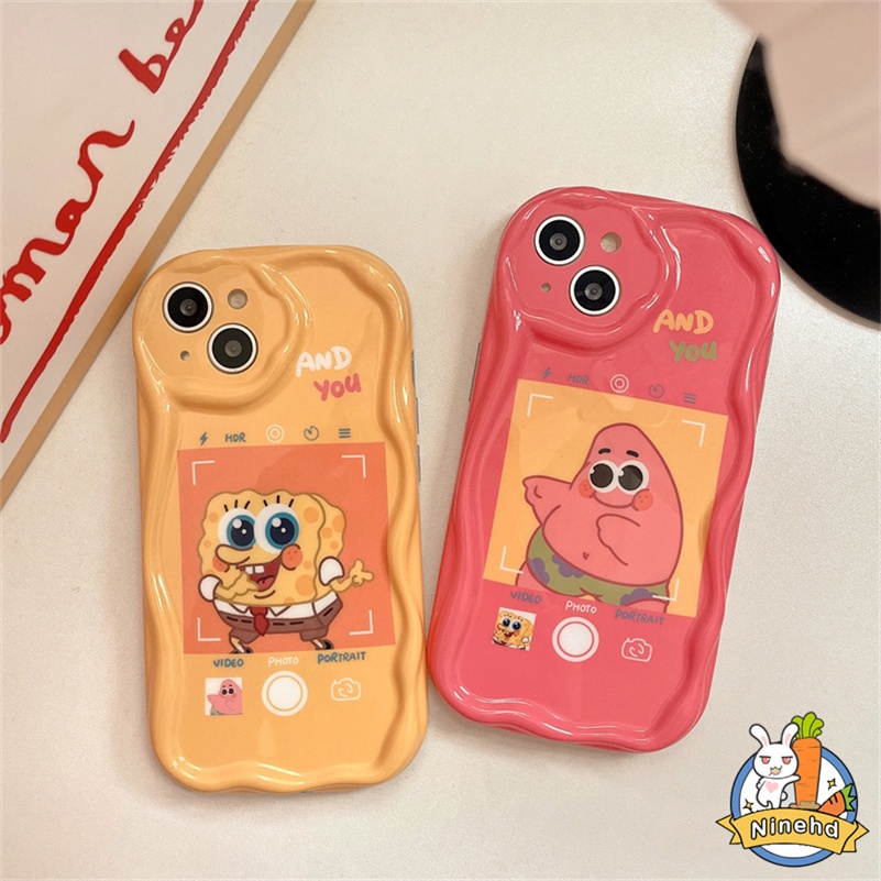 IPHONE Casing Kompatibel Untuk Iphone14 13 12 11 Pro Max X Xr Xs Max 8 7 6 6s Plus SpongeBob Couple Phone Case Perlindungan Lensa Kamera Penuh Penutup Ponsel Silikon Shockproof Cover Pelindung