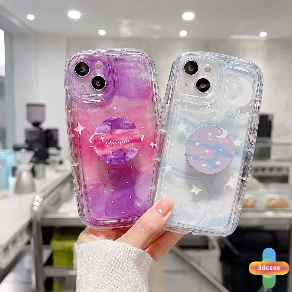 Compatible For Case IPhone 7 Plus 11 6 6S 8 14 Plus XR 11 12 13 14 PRO MAX 11 12 13 X XS MAX Se 2020 6SPlus 7Plus 6Plus 8Plus 14Plus XSMAX Fantasy Gradual Starry Sky Soap Case With Stand