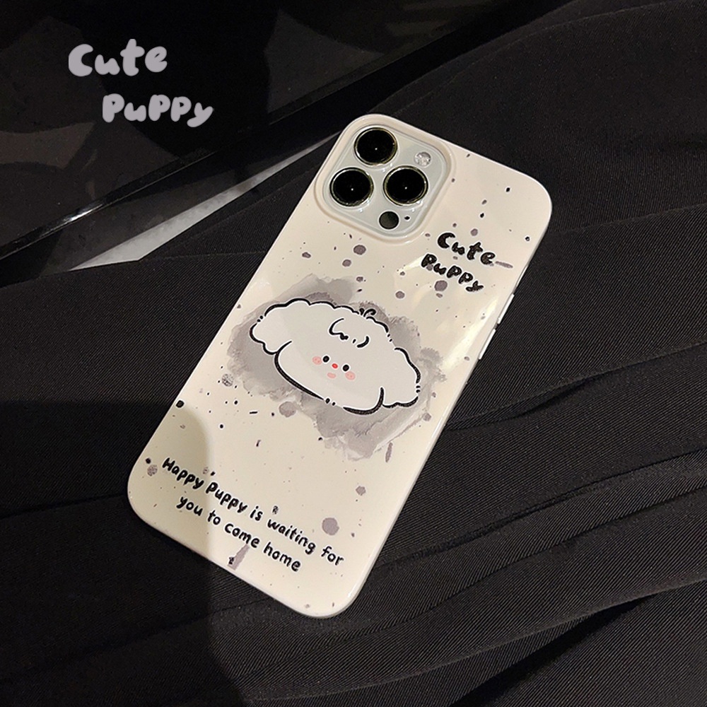 Case Silikon Kartun Anjing Putih Lucu Untuk Iphone SE 2020 7 /8 Plus 14x XR XM 11 12 13 PRO MAX Casing Cover Pelindung AT0128