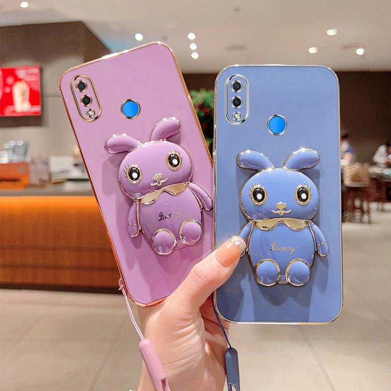 Andyh Case Handphone Untuk Huawei Nova 3i Nova 3e Nova 4e Lucu Kartun Kelinci Kecil Tepi Lurus Soft Shell Mengirim lanyard Silikon