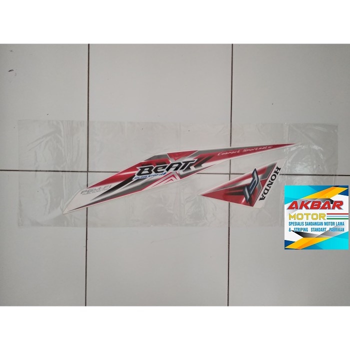 Striping Sticker Beat FI Idling Stop 2015 2016 Putih Lis Merah