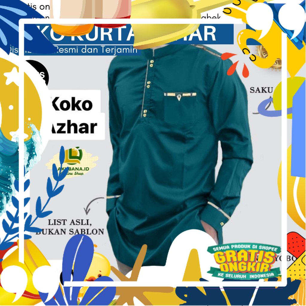 KOKO AZHAR DAN KOKO ALQISAM - KOKO KURTA AZHAR FASHION MUSLIM PAKAIAN MUSLIM PRIA/ Pink Coklat Maron