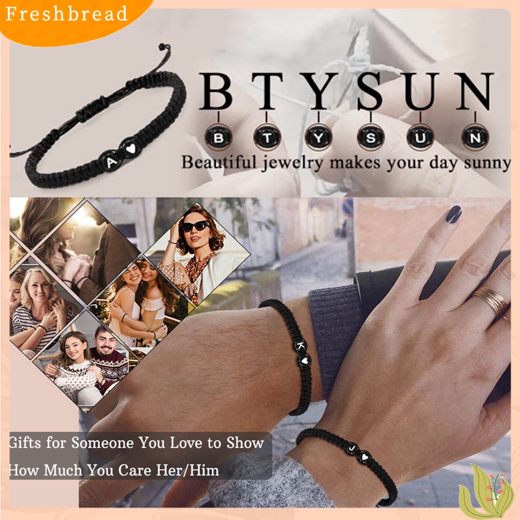 &lt; Freshbread &gt; Gelang Unisex 26huruf Tali Hati Adjustable Handmade Couple Bracelet Untuk Pakaian Sehari-Hari